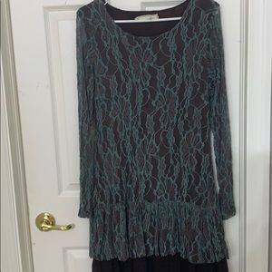 Turquoise and brown dress